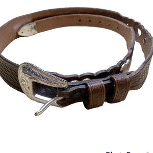 Silver Creek Ladies Brown Basketweave Double Heartz  Western Belt- 34